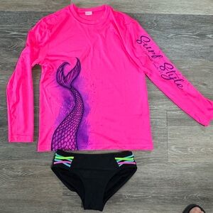 Surf Style Kids Neon Pink Rash Guard Set